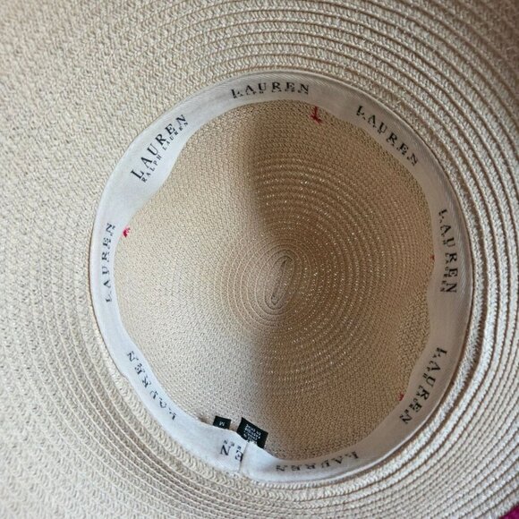 Lauren Ralph Lauren Wide Brim Sun Hat Cream/Pink Women\'s M Floppy Beach Vacation main image 7